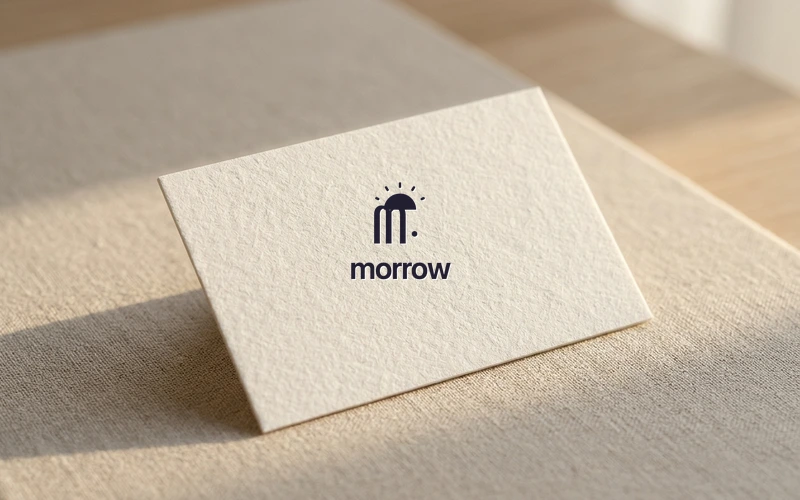 Morrow minimal logo debossed on heavy cotton stationery business card
