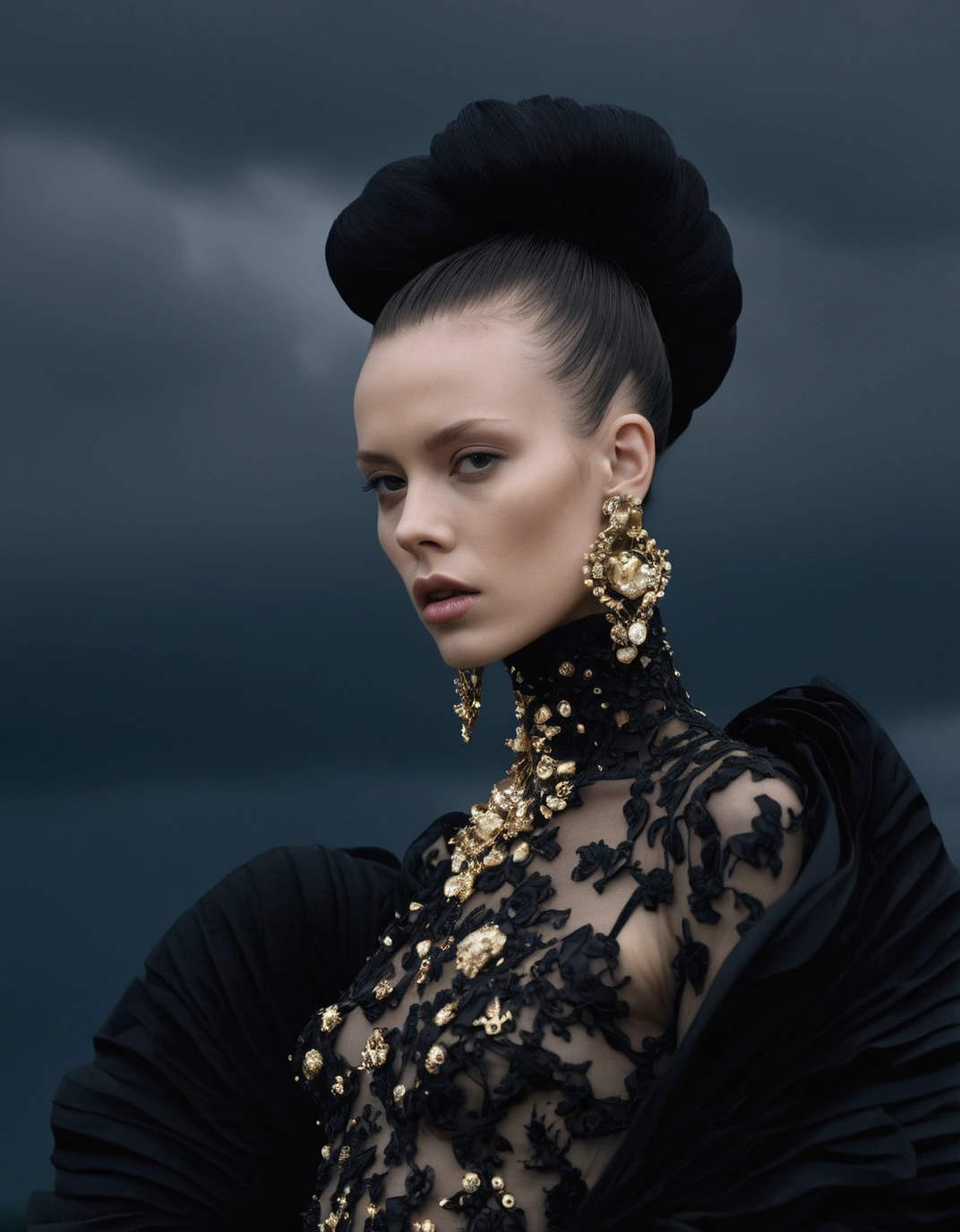Illustrative reference: Fashion editorial portrait with a deliberately placed subject