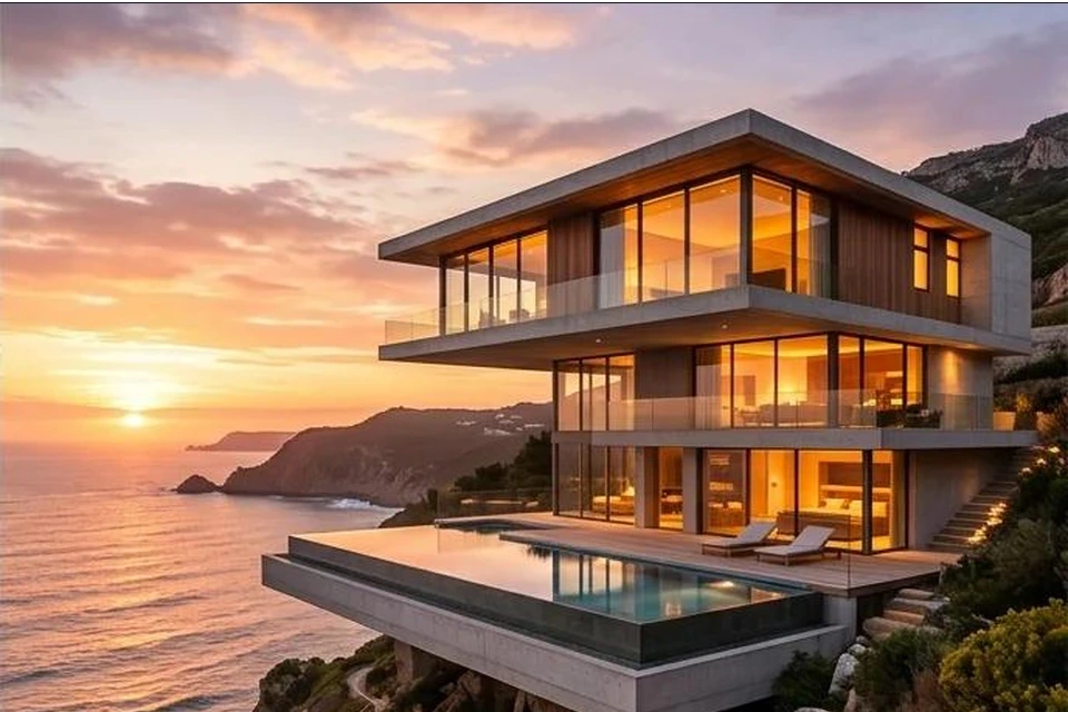 Illustrative reference: Architectural rendering of a modern residence used as a reference-guided design example