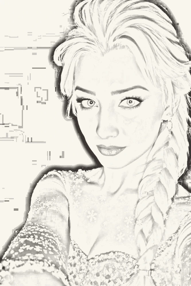 Illustrative reference: Pencil portrait illustration of a woman with a long braid