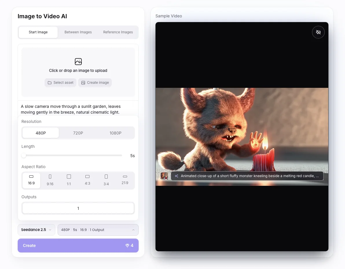 Image to Video AI workbench: Video output parameters